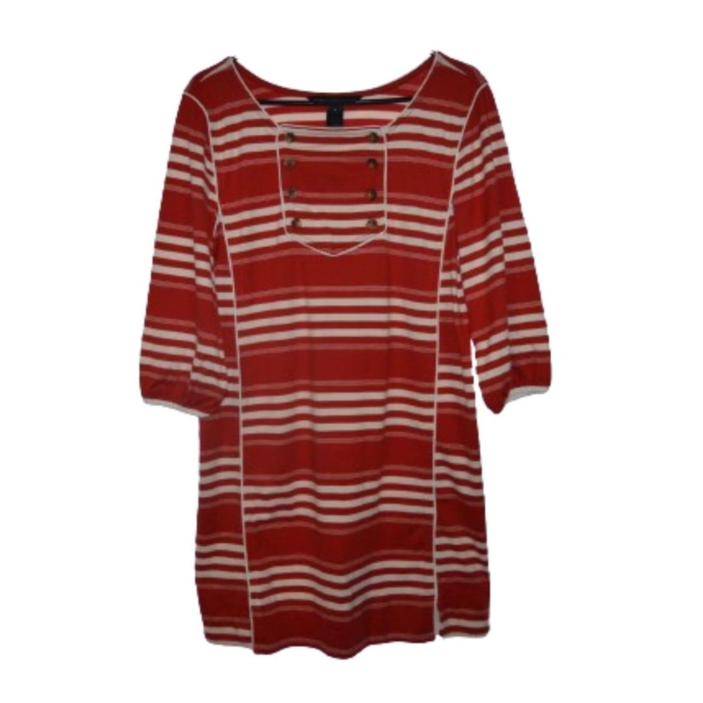 Marc by Marc Jacobs 3/4 sleeve Red White Striped Double Breasted Dress M